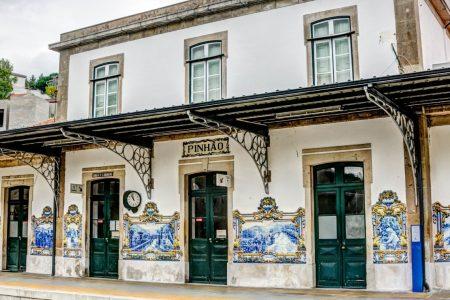 The train station in the small town of Pinhao, Portugal with its well known decorative tiled paintings on its walls.