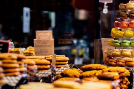 Candy shop with macarons, in France