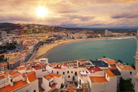 View on Peniscola from the top of Pope Luna's Castle , Valencia, Spain