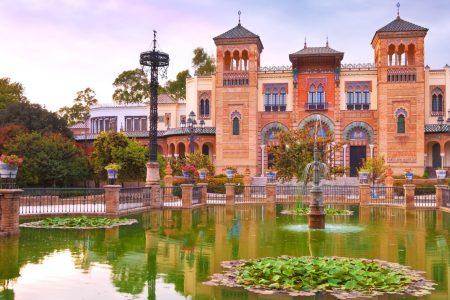 Mudejar architecture in Parque Maria Luisa, in Seville, Spain