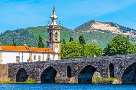 Roman bridge at Ponte de Lima in Portugal